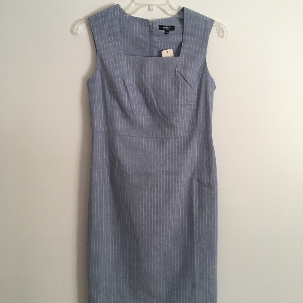 Blue Linen Pencil Dress NEW
